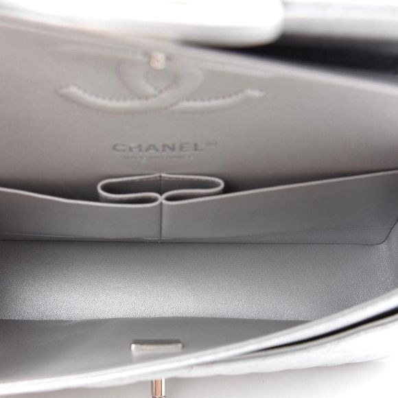 ❌❌ CHANEL 21K Glittered Silver Metallic Caviar Quilted Medium Double Flap CC bag - Picture 6 of 14